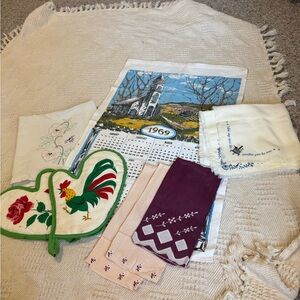 Vintage Textile Collection with Rooster Motif